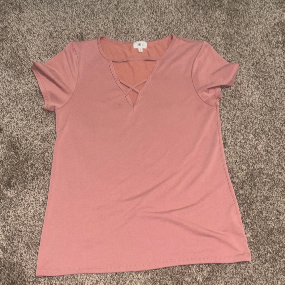 BKE Blush Pink v neck top